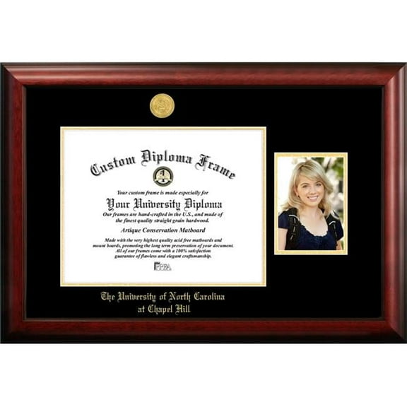 Campus Images NC997PGED-14115 11.5 x 14 in. University of North Carolina, Chapel Hill Gold Embossed Diploma Satin Mahogany Frame with 5 x 7 in. Portrait