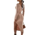 thumbnail image 4 of LilyLLL Womens Long Sleeve V Neck Party Bodycon Split Midi Dress, 4 of 4
