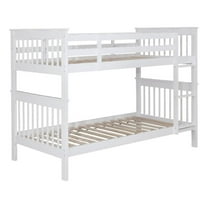 Chapman Wood Twin Over Twin Bunk Bed with Mattress White