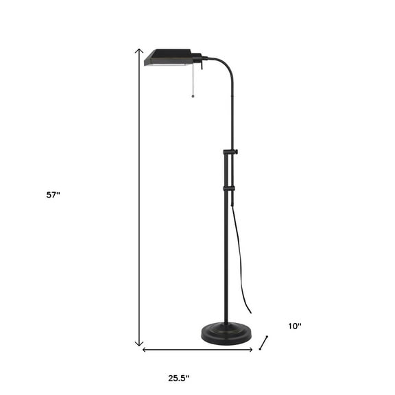 HomeRoots 57" Bronze Adjustable Traditional Shaped Floor Lamp With Bronze Square Shade
