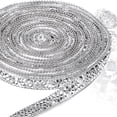 thumbnail image 4 of Visland 2 Rolls Rhinestone Ribbon 1cm Wide 1 Yard Length Crafts DIY Material Self-Adhesive Decoration Rhinestone Strip for Clothing Shoes Cake, 4 of 8