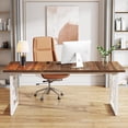 thumbnail image 5 of Tribesigns 63" Large Office Desk, Industrial Executive Desk, Wooden Computer Desk with White Metal Legs, Simple Study Writing Table, Big Workstation Business Furniture for Home Office, 5 of 7