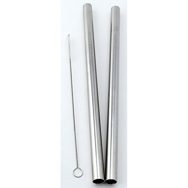 2 Stainless Steel Straws Big Straw Extra Wide 1/2" x 9.5" Long Thick