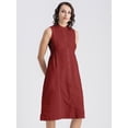 thumbnail image 2 of Moomaya Womens Solid Cotton Midi Dress, Sleeveless Summer Dress With Buttoned Closure, 2 of 8