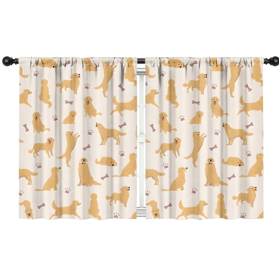 Blackout Kids Curtains,Golden Retriever with Bones and Paws Childrens Insulated Curtains Set Of 2,Bedroom Essentials,Toddler Room Decor 42x54in(106x137cm)