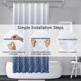 thumbnail image 4 of Navy Blue Stall Shower Curtain Set with Hooks Boho Ombre Shower Curtain 36x72inches Minimalism Geometric Lines Waterproof Fabric Shower Curtains for Bathroom, 4 of 6