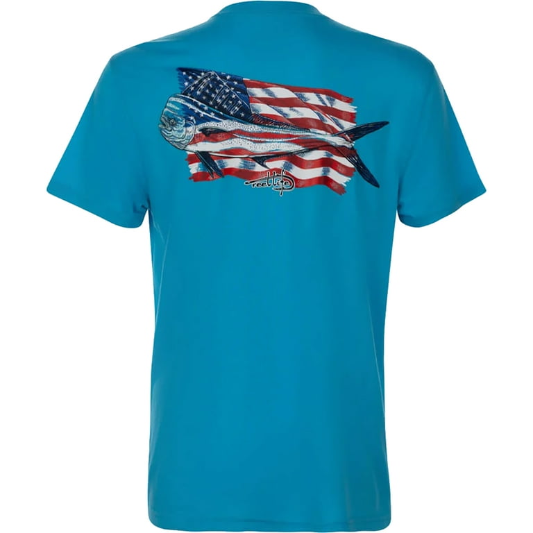 Reel Life Neptune Ocean Washed USA Mahi T-Shirt - XL - Horizon Blue 