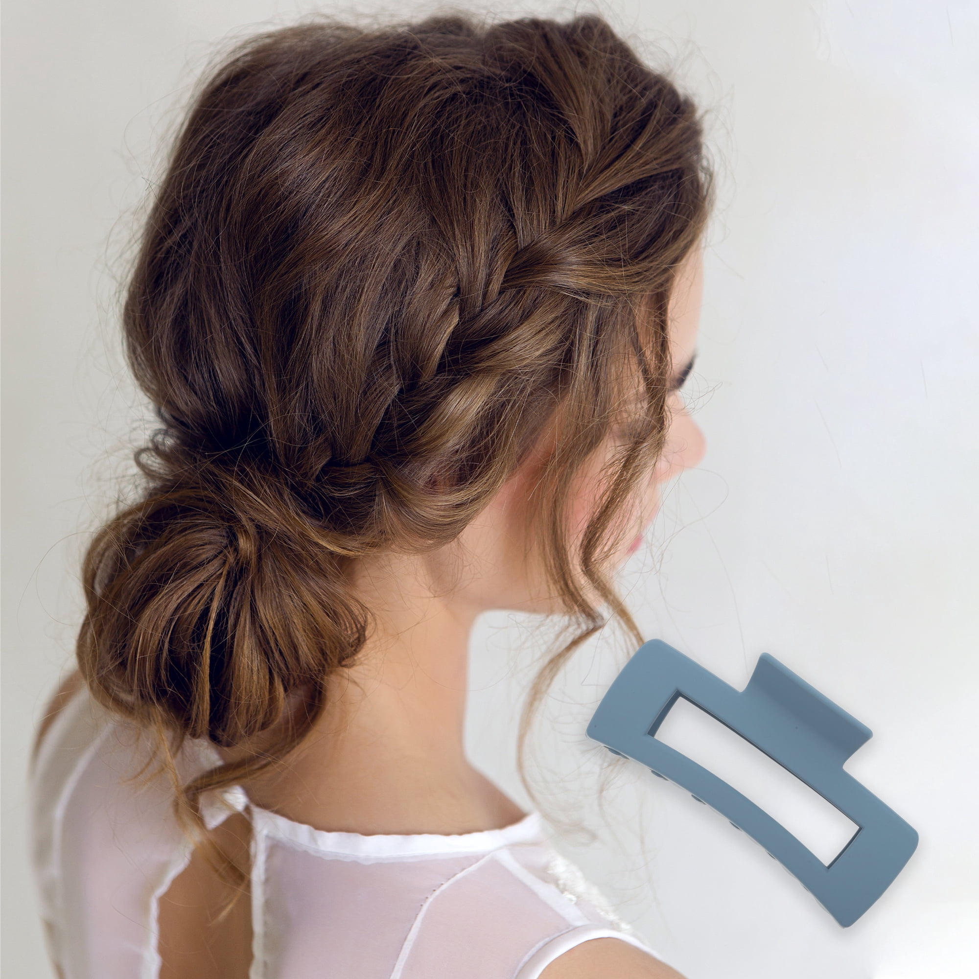 Unique Bargains Rectangle Frosted Hair Clips Blue Yellow Wine Red Army Green 4 Pcs