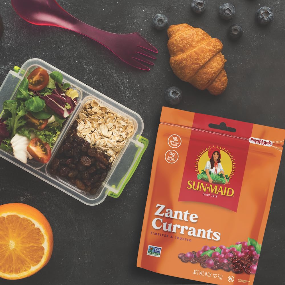 Sun-Maid California Sun-Dried Zante Currants - COC1(4 Pack) 8 oz Resealable Bag - Dried Fruit Snack for Lunches and Snacks