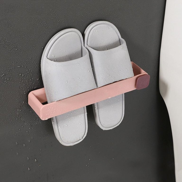 BOLLSLEY Wall Mounted Slipper Storage Rack Hanging Shelf Shoes Organizer Sticky Hanging Strips