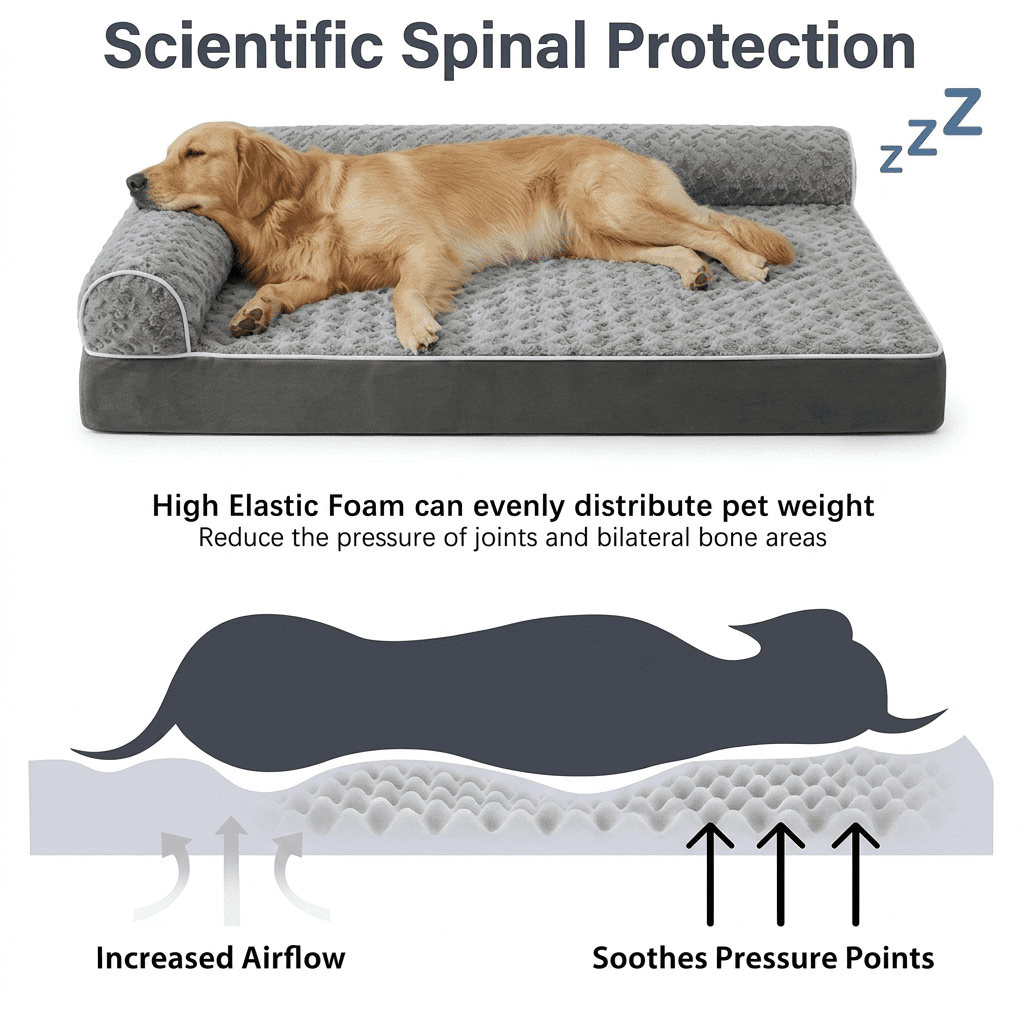 BlissHaven Orthopedic Dog Bed for Large Dogs, Waterproof Sofa Bed with Removable Washable Cover, Waterproof Lining, Nonskid Bottom, 36" x 27"