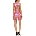 thumbnail image 4 of INSPIRE CHIC Women's Fit and Flare Dress Metallic Sleeveless Round Neck High Waist Party Mini Dresses S Hot Pink, 4 of 8