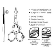 Equate Stainless Steel Brow Scissors and Brush Set for Precise Grooming, 2 Pieces