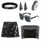 thumbnail image 2 of 6 piezas de accesorios de discoteca de los años 70, joyería de aleación para disfraz de mujer, pendientes de discoteca, bufanda de lentejuelas, gafas de sol, pulsera de diamantes, diadema, falda, 2 of 5