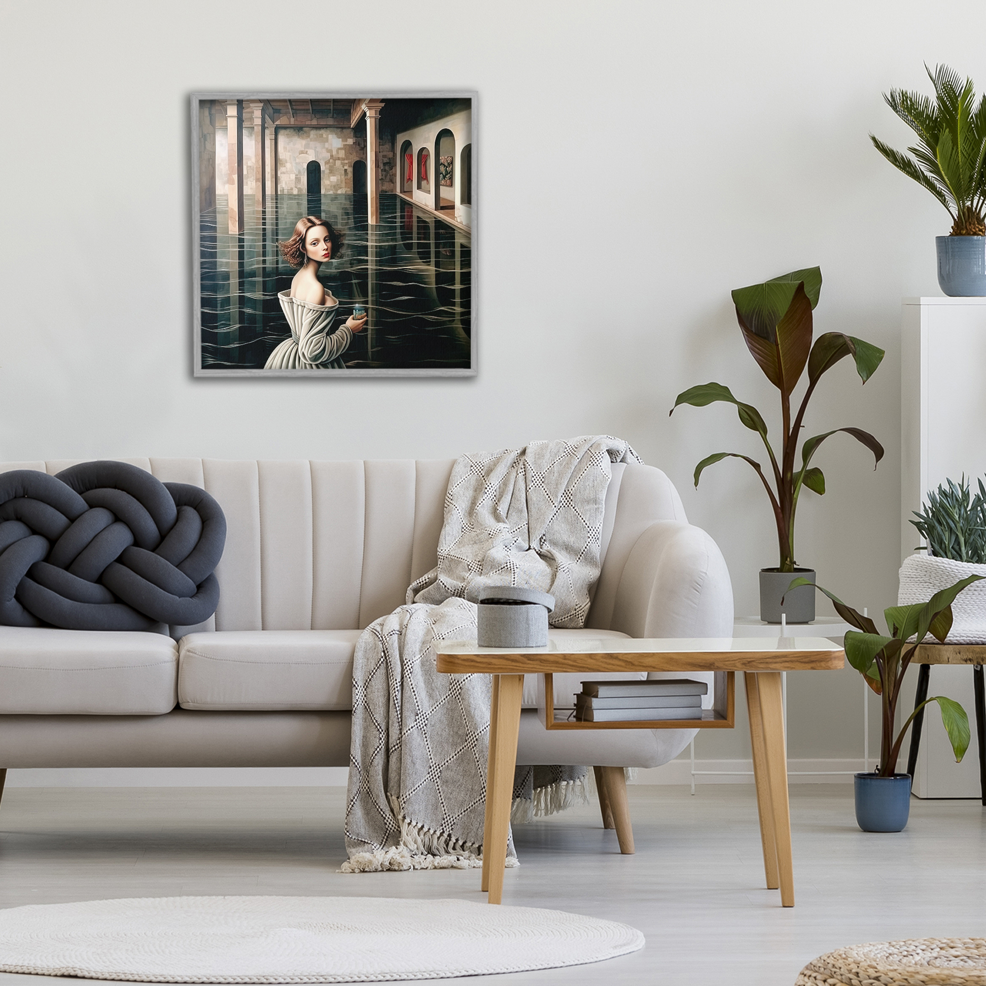 Portal Of Reflections Gray Framed Giclee Art, design by Sasha