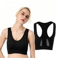 thumbnail image 5 of Womens Plus Wireless Bra, Full Coverage Sports Bra with Wide Straps, Back Cutout & Racerback Design, Fitness Jogging Wear | VerBelle,Black M, 5 of 5