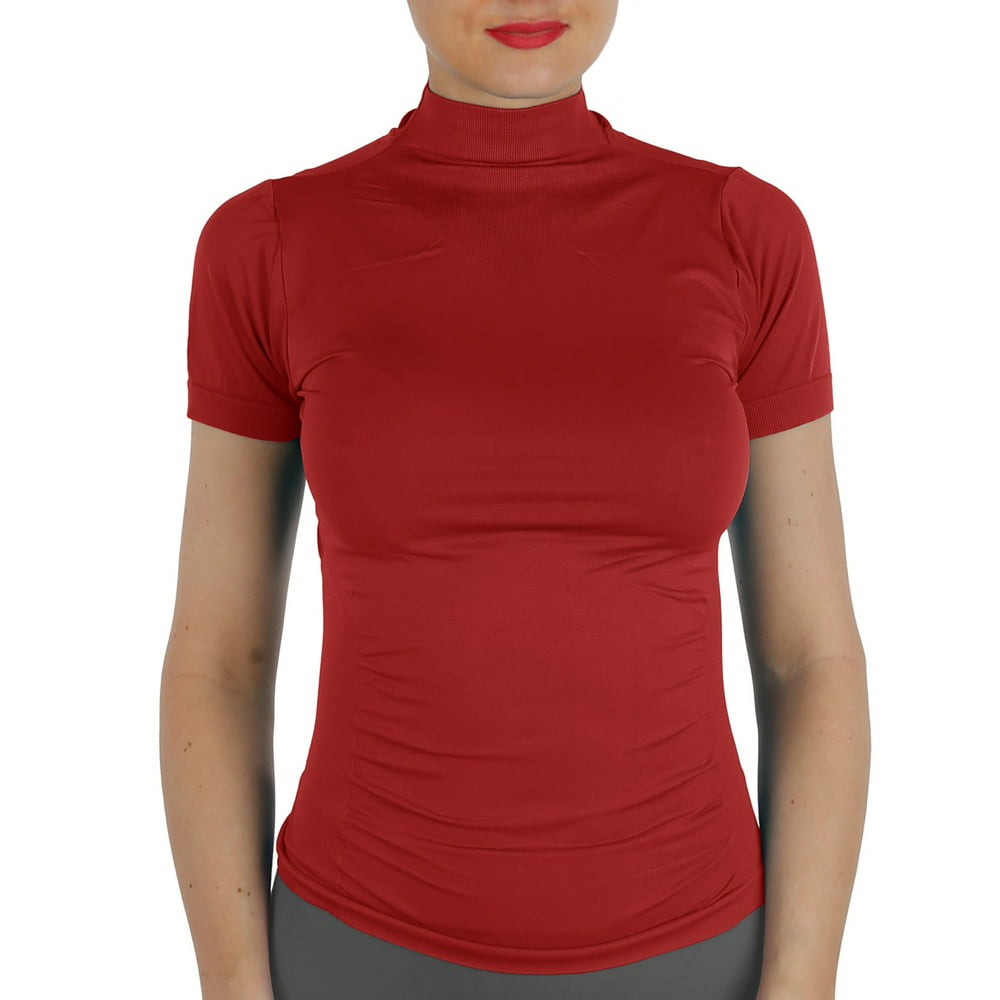 Download AllyCat - AllyCat Women Short Sleeves Mock Neck Turtleneck ...
