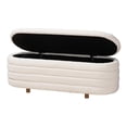 thumbnail image 2 of Baxton Studio Betiana Boucle Fabric Bedroom, Storage Bench, Channel-Tufted Design, Wood Legs, Cream, 2 of 10