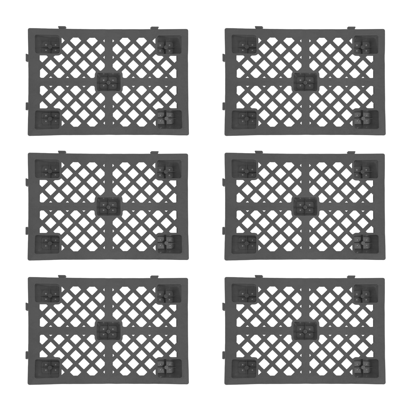 Plastic Pallets, 6 Pcs Interlocking Storage Pallets Black
