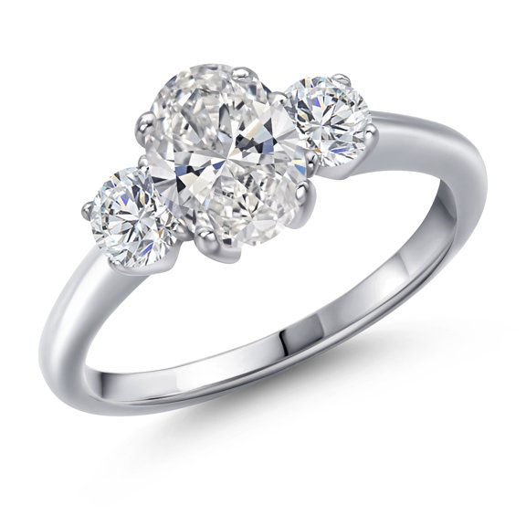 Gem Stone King 925 Sterling Silver IGI Certified Lab Grown Diamond Engagement Ring for Women | 1.54 Cttw | Center 1 Ct Oval Cut | D-E Color | VS1-VS2 Clarity | Size 6