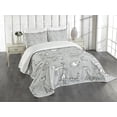 thumbnail image 3 of Ambesonne Flower Quilted Bedspread Set 3 Pcs, Cat Kitten Cartoon, Queen Size, White, 3 of 5