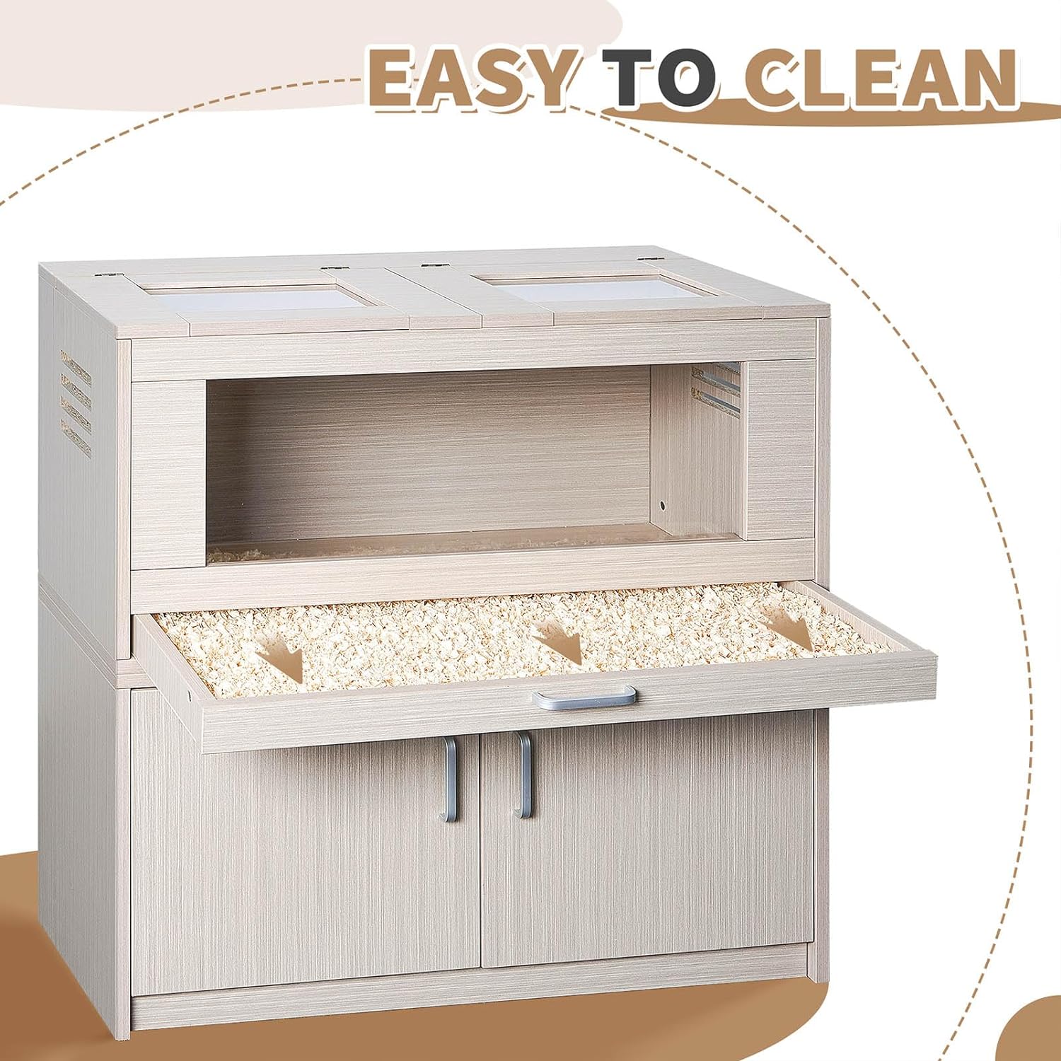 Large Big Wooden Hamster Cage, Hamster Habitat with Split Storage Cabinet &amp; Drawer, Guinea Pig Cage with Openable Top, Rat Gerbil Hedgehog Small Animal Cage