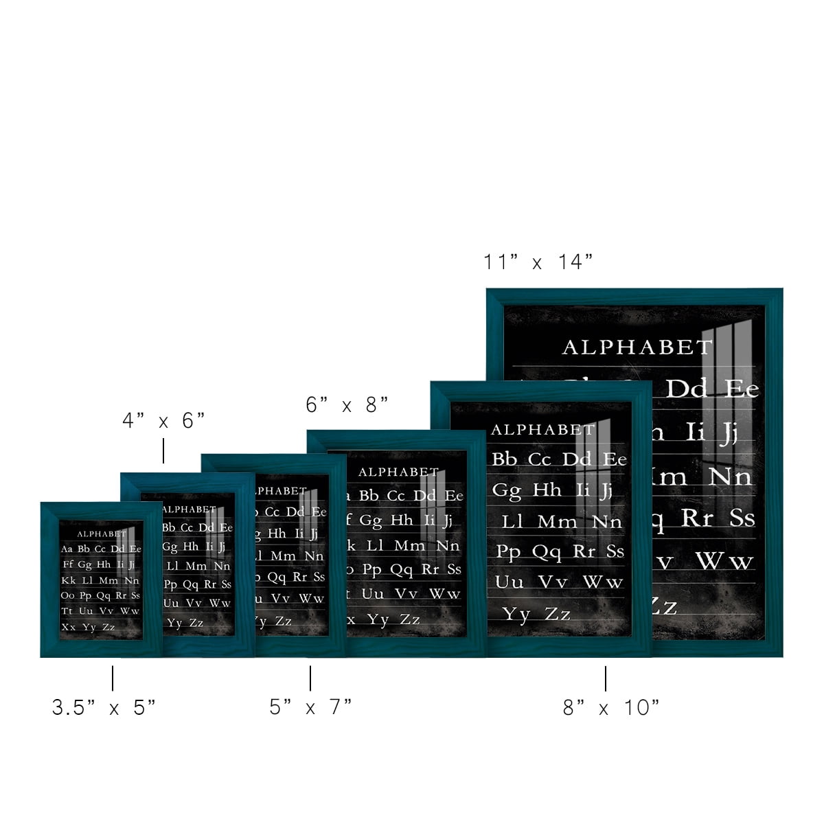 Alphabet Chart - Framed Print w/glass - Ocean Blue