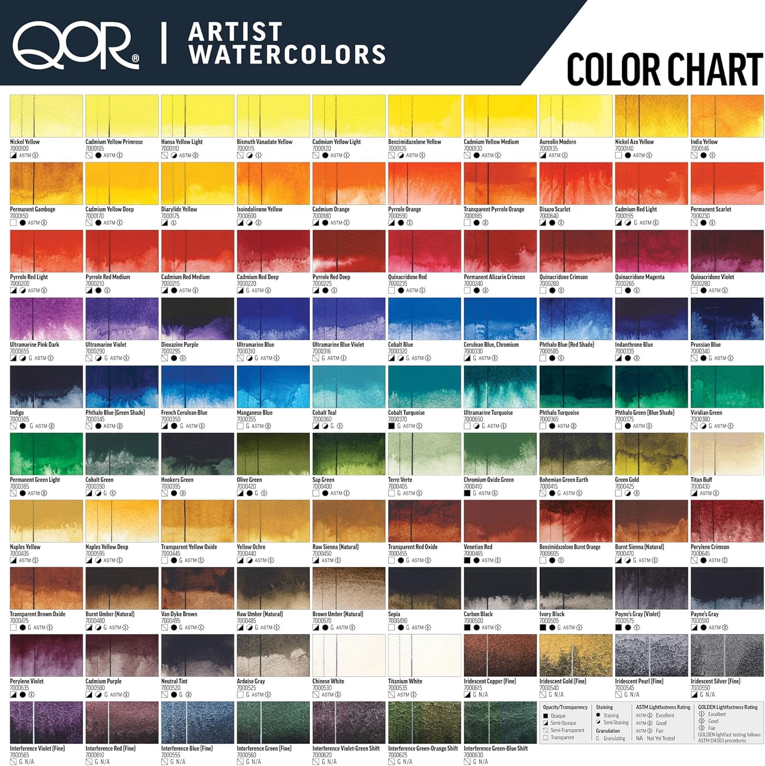 QoR Intensity Half Pan Set by GOLDEN, 6 Half Pan Watercolors, Professional Watercolor Paint Set