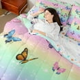 thumbnail image 4 of Castle Fairy Flying Butterfly 7pcs Bedding Comforter Set,Stars Glitter Queen Bedding Sets Super Cozy,Gradient Ombre Queen Sheet Sets,Lightweight Rainbow Room Decor,Reversible, 4 of 8