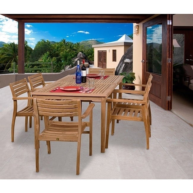 Amazonia Teak Savannah 7 Piece Dining Set Walmart Com