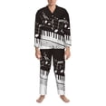 thumbnail image 3 of Susaid Piano Keys With Musical Notes Print Men's Long Sleeve Pajama Set, Two-Piece Button-Down Loungewear PJs Set, Comfortable Sleepwear for Relaxation-Medium, 3 of 7