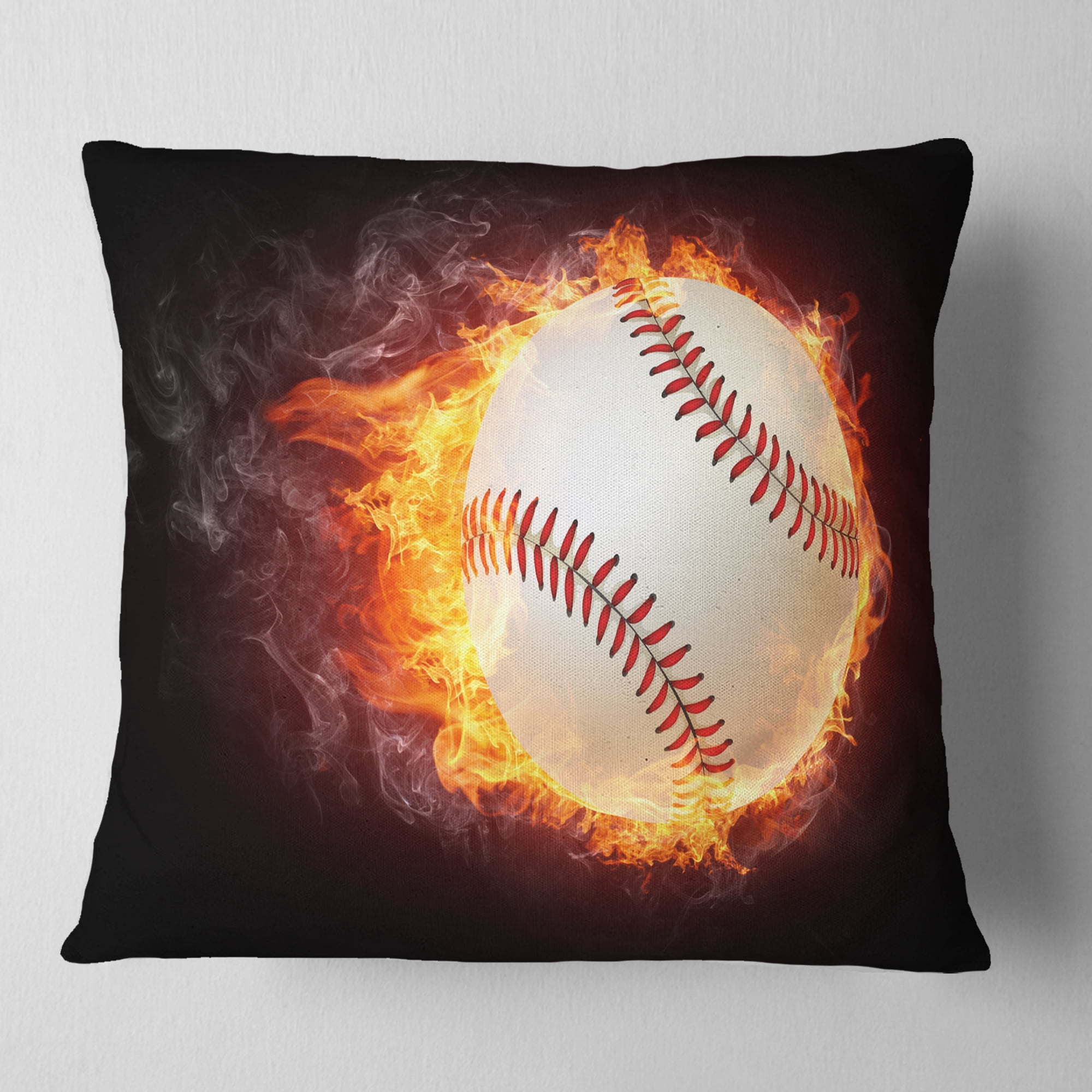 Designart Baseball Ball - Sport Throw Pillow - 18x18