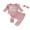 Pink, variant on Elippeo 3-Piece Baby Girls Ribbed Set Letter Print Long Sleeve Round Neck Ruffled Romper Long Trousers Hair Band Adorable Outfits 3 6 9 12 Months