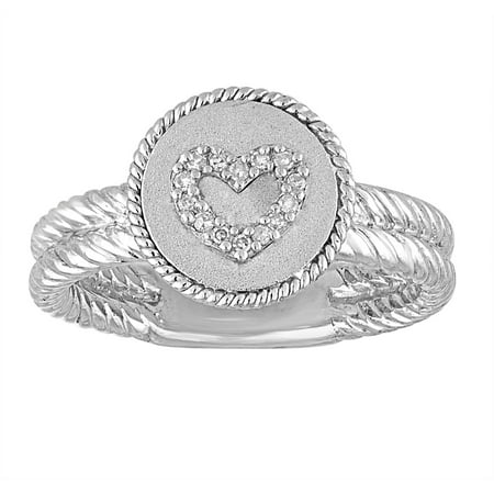 Chetan Collection 0.06 Carat T.W. Diamond Sterling Silver 925 with 18kt White Gold Plating Designer Heart Ring