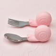 thumbnail image 1 of Tenedor cuchara de entrenamiento para aprender a comer para bebés hipopótamo, mango corto, vajilla de acero inoxidable, tenedor cuchara de silicona para alimentos complementarios para niños, 1 of 6