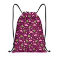 thumbnail image 1 of Xecao Festive Flamingos Pattern Sports Drawstring Backpack - String Swim Gym Bag with Wet Proof Pocket for Women&Men-Small, 1 of 6