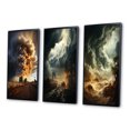 thumbnail image 3 of Designart "Nature s Fury Unleashed" Landscape & Nature Framed Wall Art Set Of 3 - Orange Storms Frame Canvas Set For Living Room Decor, 3 of 6
