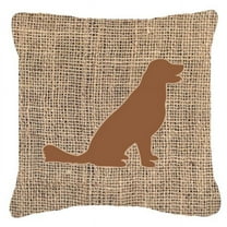 Carolines Treasures BB1076-BL-BN-PW1818 Labrador Burlap and Brown Indoor & Outdoor Decorative Fabric Pillow - 18 x 18 in.