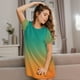 thumbnail image 3 of Easygdp Orange To Teal Gradient1 Camisón de manga corta para mujer, informal, estampado, 3 of 6