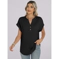 thumbnail image 5 of ANRABESS Womens Short Sleeve Henley Tops V Neck Dressy Casual Blouses Summer Trendy Tee Shirts 2026 Vacation Fashion Clothes Black L, 5 of 8