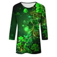 thumbnail image 5 of Viikei Fall Fashion Plus Size Tops Clearance under $5,Women's Printed Casual Round Neck Pullover Three-quarters Sleeve T-shirt Green XXL, 5 of 5