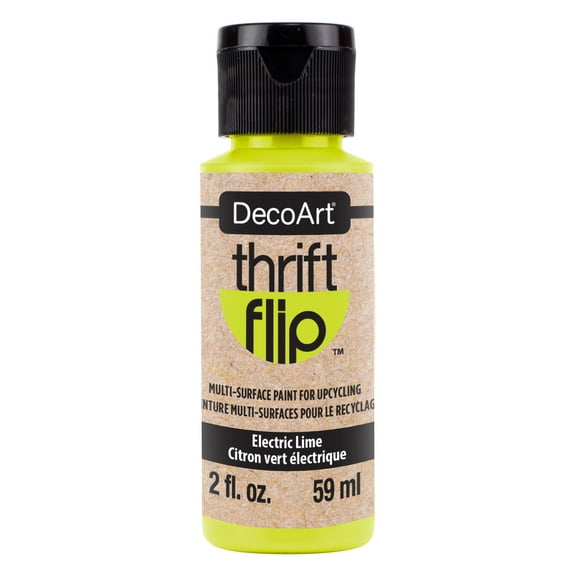 DecoArt Thrift Flip Multi-Surface Paint - Electric Lime, 2 oz