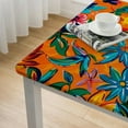 thumbnail image 4 of HAOXIT - Waterproof Oilcloth Table Cloth - Wipeable Tablecloths for Picnic - Non-Fading Square Table Cover with Better Than Flannel Backing - Otomi Orange 46*46, 4 of 7