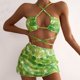 thumbnail image 3 of Gibobby Bañador de Bikini Traje de baño de piezas con cordones sexy de verano para mujer Traje de baño de piezas floral pequeño verde(Verde,G), 3 of 5