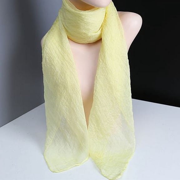 ERDOUY Elegant Personalized Scarf, Solid Color Scarf Thin Chiffon Scarf Versatile Square Decorative Scarf (Light Yellow)