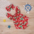 thumbnail image 5 of Douhoow 0-3Y Baby Girls Watermelon Print Romper Infant Off Shoulder Bodysuit with Headband, 5 of 8