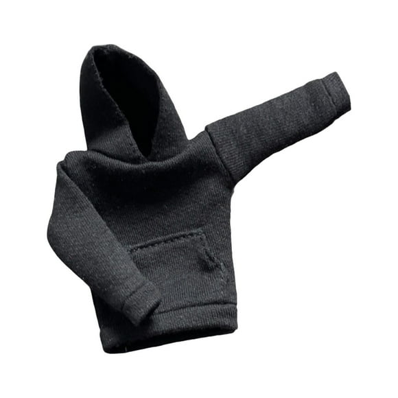 Sudadera con capucha en miniatura a escala 1:12 para figuras femeninas de 15 cm, accesorios corporales. Negro
