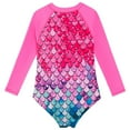 thumbnail image 6 of Usaibhir Toddler Girls Summer One Piece Long Sleeve Bathing Suits Rash Guard Front Zipper Swimsuits with UV Protection Sunsuit 4-12T, 6 of 16