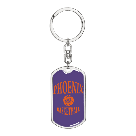 Phoenix Basketball City Swivel Keychain Dog Tag Stainless Steel or 18k Gold