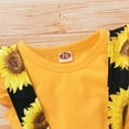 thumbnail image 6 of GRNSHTS Infant Baby Girl Outfit Ruffle Romper+Sunflower Suspender Skirt+Headband Clothes Set 0-18M, 6 of 8